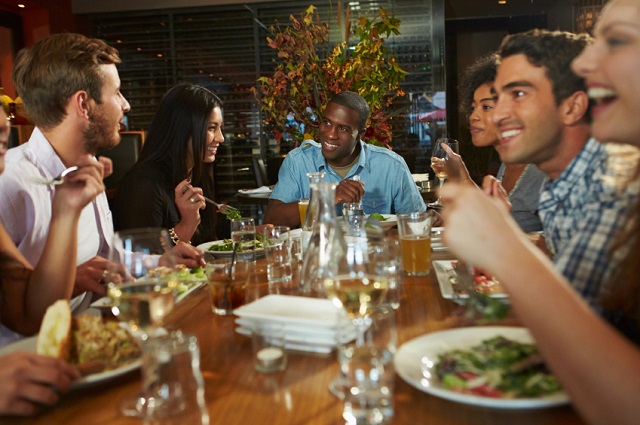 having a meal with friends