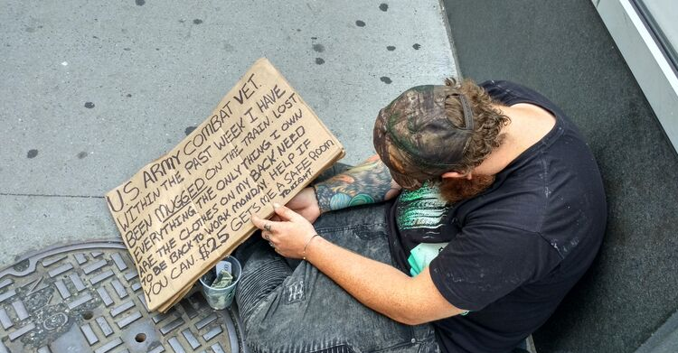 homeless veteran on the street